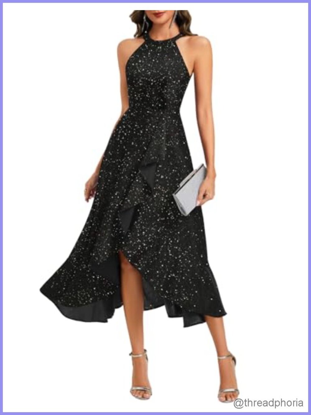 Sparkly Halter Sequin Long Formal Cocktail Prom Dress